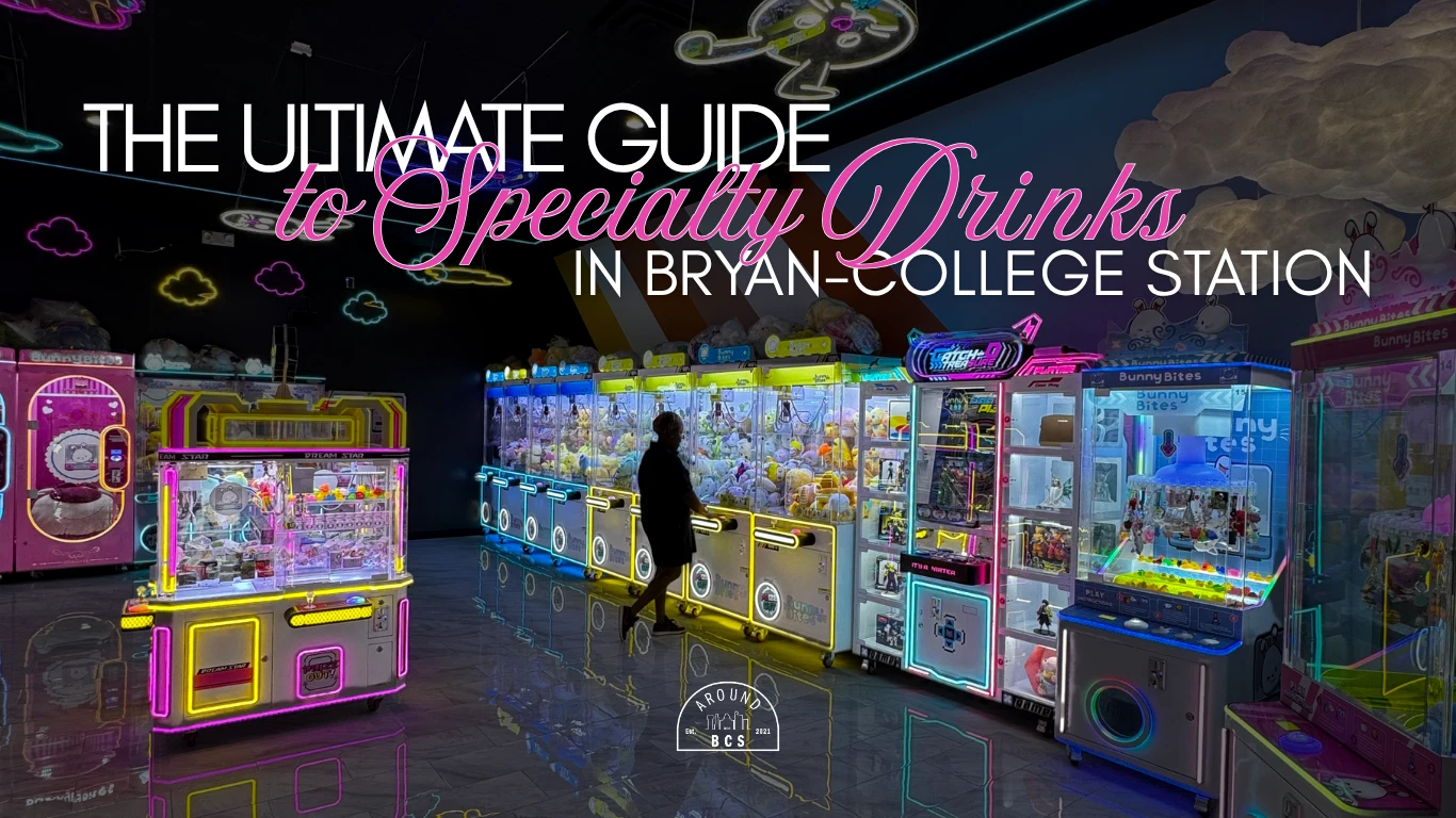Boba and specialty drinks guide in Bryan-College Station with colorful arcade drink spot